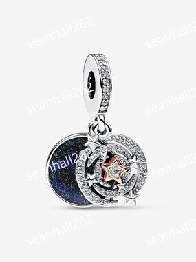 Pandora Two-tone Shooting Star Double Dangle Charm